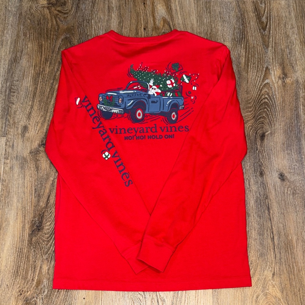 Vineyard Vines Red Christmas Long Sleeve Tee Shirt